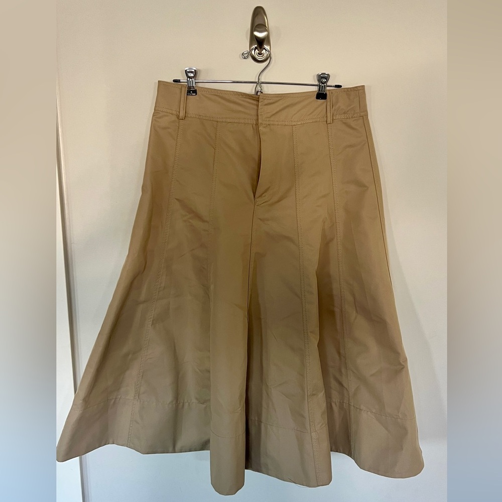 Zara Tan Pleated Midi Skirt — Size 10 NWT